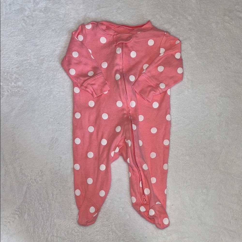 (2 for $10) Carters Pink Polka Dot footie / sleeper full zipper One Piece